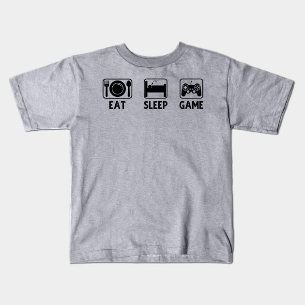 Eat Sleep Game Repeat Kids T-Shirt by DragonTees